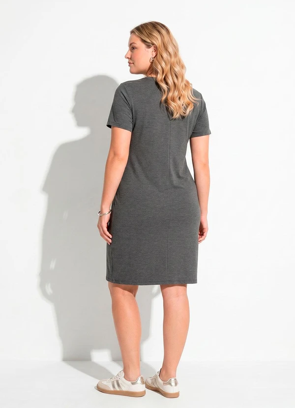 Quintess - Vestido Cinza em Moletinho de Viscose
