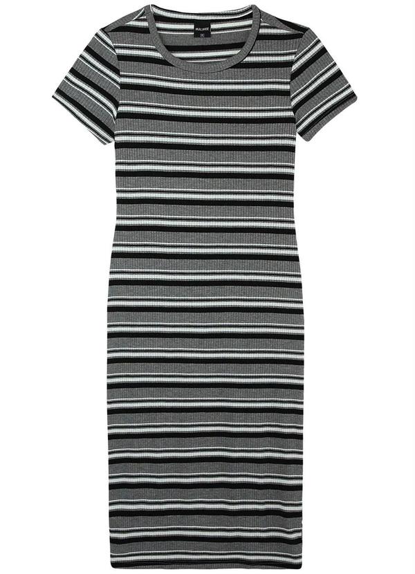 Malwee - Vestido Cinza Listrado Canelado 3