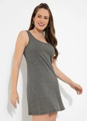 Basicamente - Vestido Cinza Mescla sem Mangas - BASICAMENTE