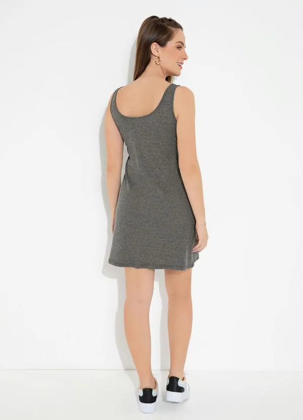 Basicamente - Vestido Cinza Mescla sem Mangas 4