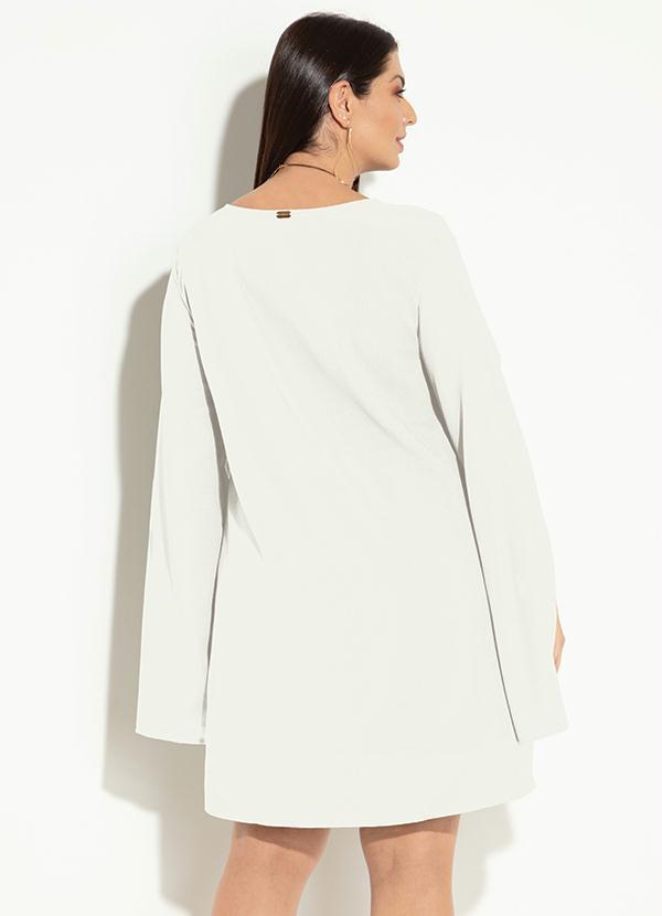 Quintess - Vestido Clássico Branco Manga Capa Ampla 6