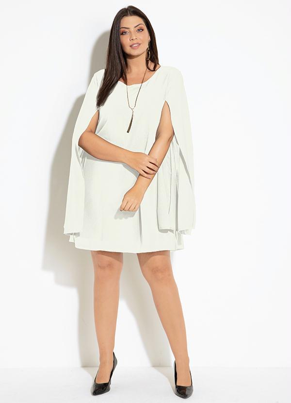 Quintess - Vestido Clássico Branco Manga Capa Ampla 7