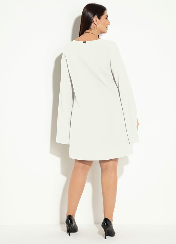 Quintess - Vestido Clássico Branco Manga Capa Ampla 8