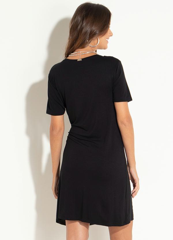 Quintess - Vestido Clássico Preto e Cinza com Amarração 2