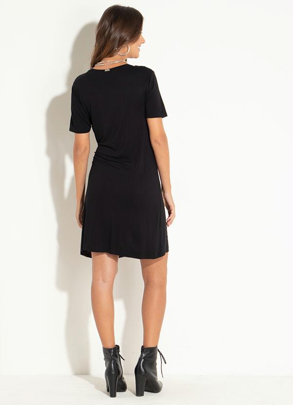 Quintess - Vestido Clássico Preto e Cinza com Amarração 4