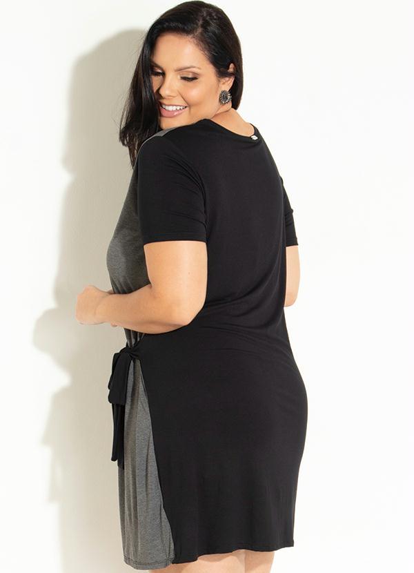 Quintess - Vestido Clássico Preto e Cinza com Amarração 6