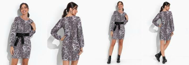 Vestido Cobra Cinza em Malha