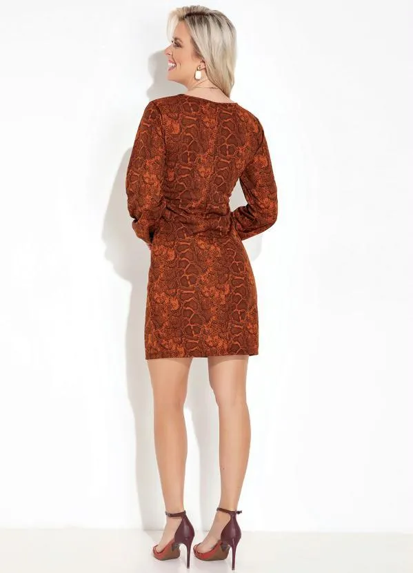 Moda Pop - Vestido Cobra Laranja com Decote Redondo 4