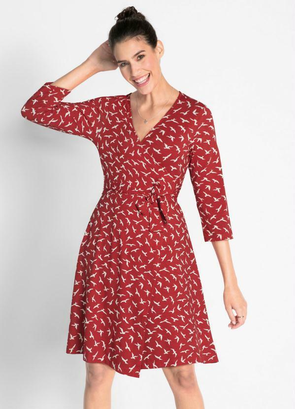 Vestido com Amarrao (Estampado Vermelho)