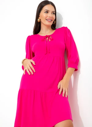 bonprix - Vestido com Amarração no Decote Rosa Pink - BONPRIX