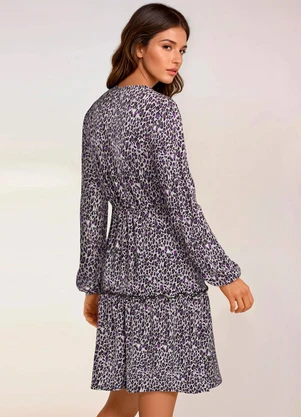 bonprix - Vestido com Amarração Onça Roxa - BONPRIX