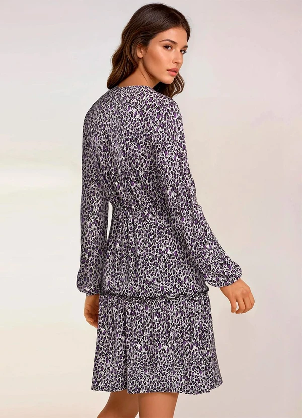 bonprix - Vestido com Amarração Onça Roxa 2