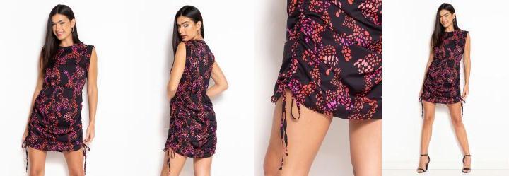 Vestido com Amarrao Vermelho/Preto