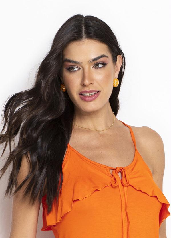 Outlet - Vestido com Babado Laranja 3