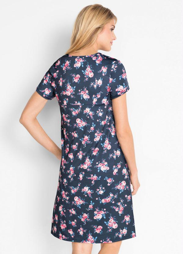 Queima Estoque - Vestido com Bolsos e Franzido Floral Azul 4