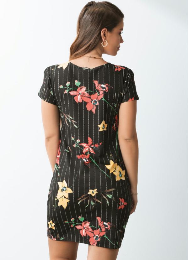 Quintess - Vestido com Bolsos Floral Risca de Giz 2