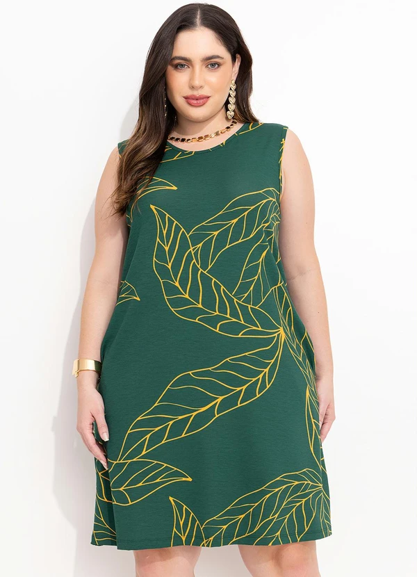 Quintess - Vestido com Bolsos Folhagem Verde 5