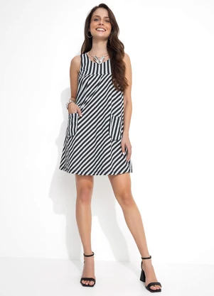 Moda Pop - Vestido com Bolsos Listrado - MODA POP