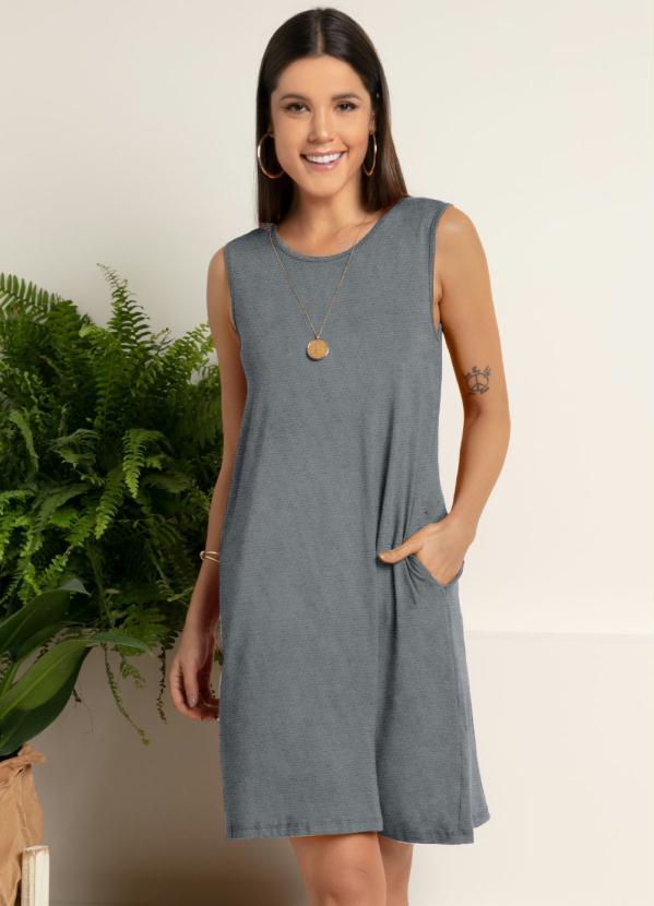 Quintess - Vestido com Bolsos Mescla