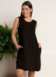 Vestido com Bolsos Preto