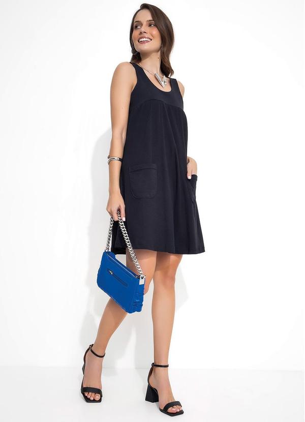 Moda Pop - Vestido com Bolsos Preto 3