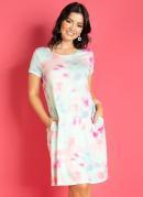 Vestido com Bolsos Tie Dye Menta 