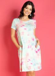 Vestido com Bolsos Tie Dye Menta