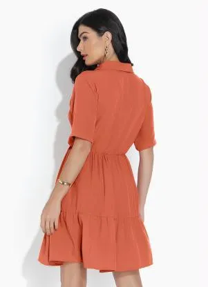 bonprix - Vestido com Botões Laranja - BONPRIX