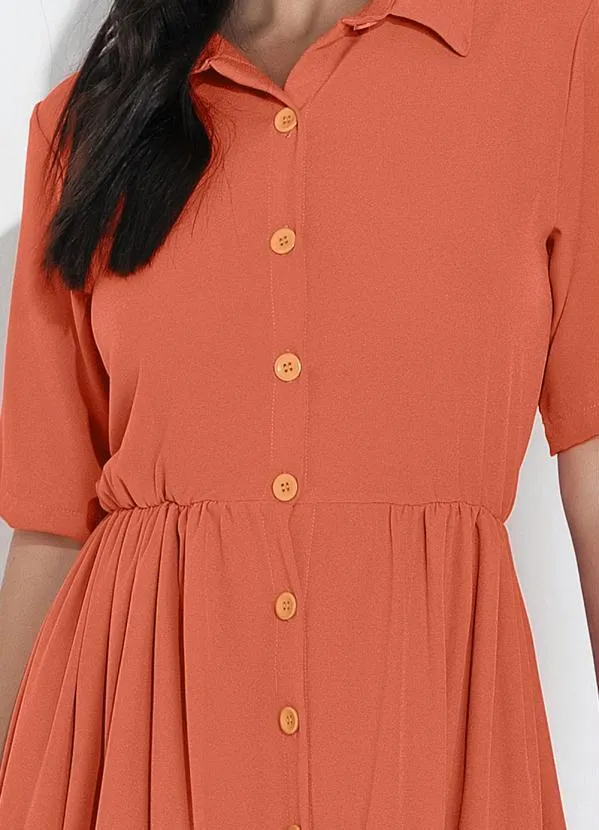 bonprix - Vestido com Botões Laranja 3