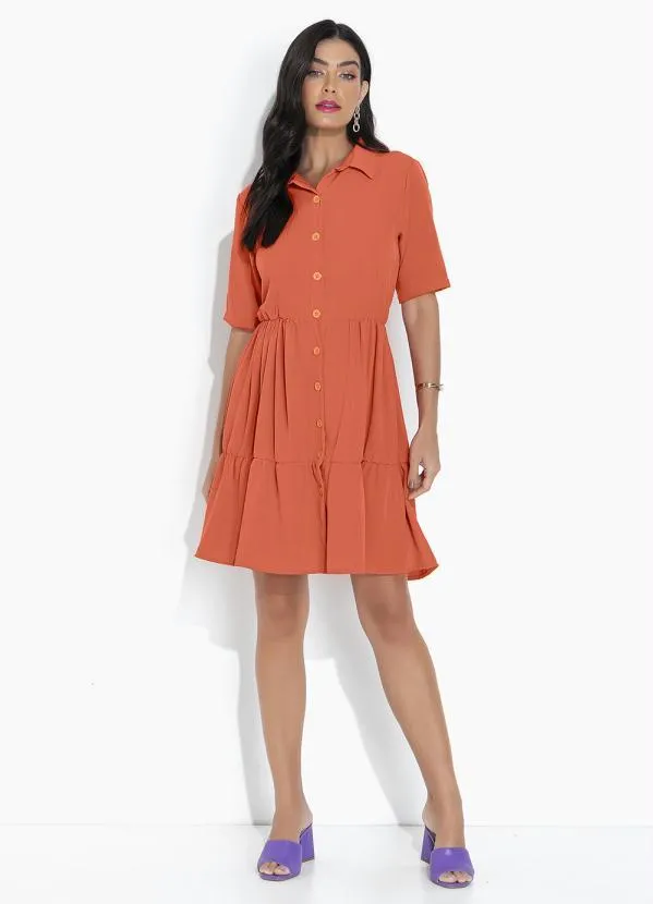 bonprix - Vestido com Botões Laranja 4