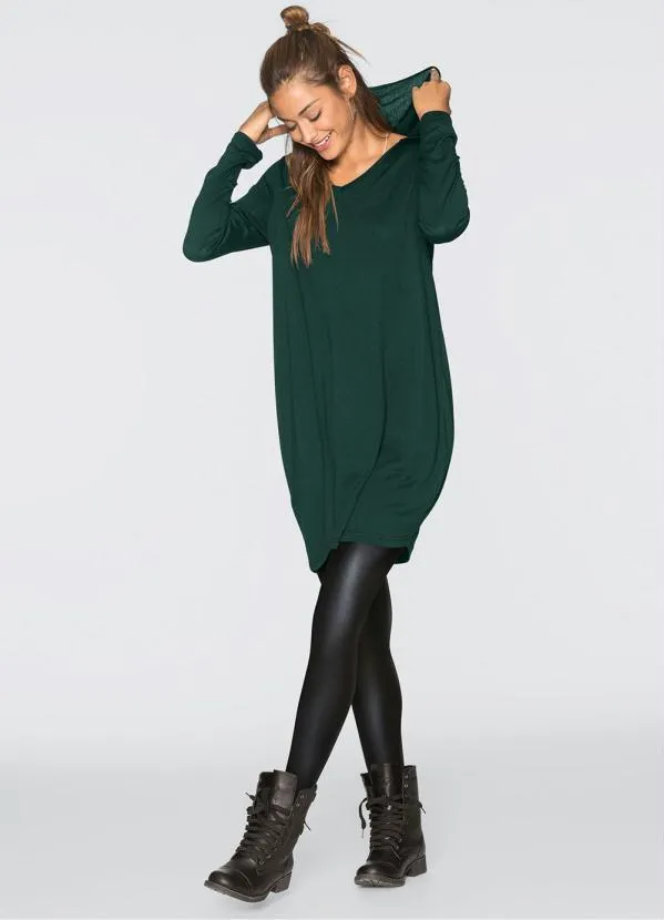 bonprix - Vestido com Capuz Verde Musgo 3