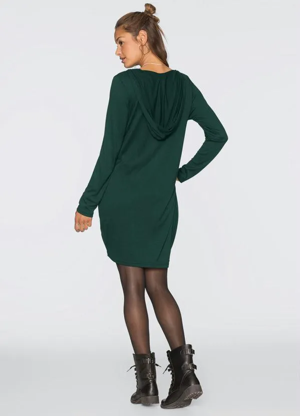 bonprix - Vestido com Capuz Verde Musgo 4