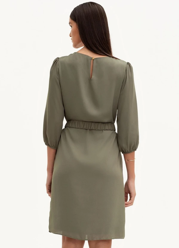 Principessa - Vestido com Cinto e Fivela Dourada Verde Oliva Vilmara 2