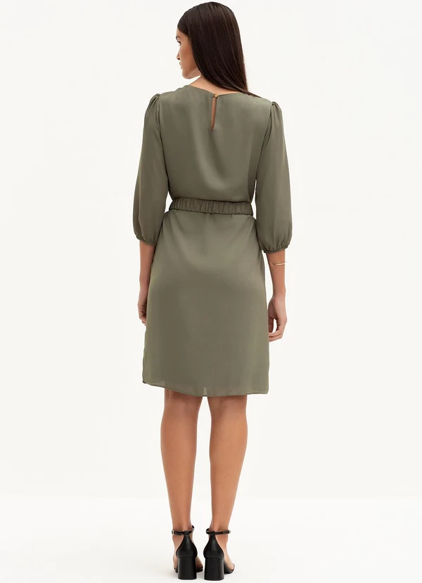 Principessa - Vestido com Cinto e Fivela Dourada Verde Oliva Vilmara 4