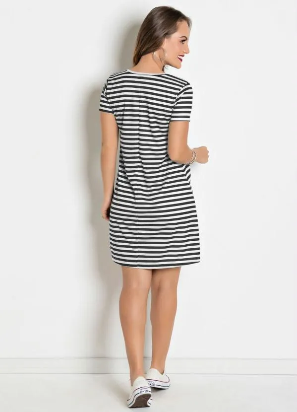 Moda Pop - Vestido com Decote em V Listrada 5