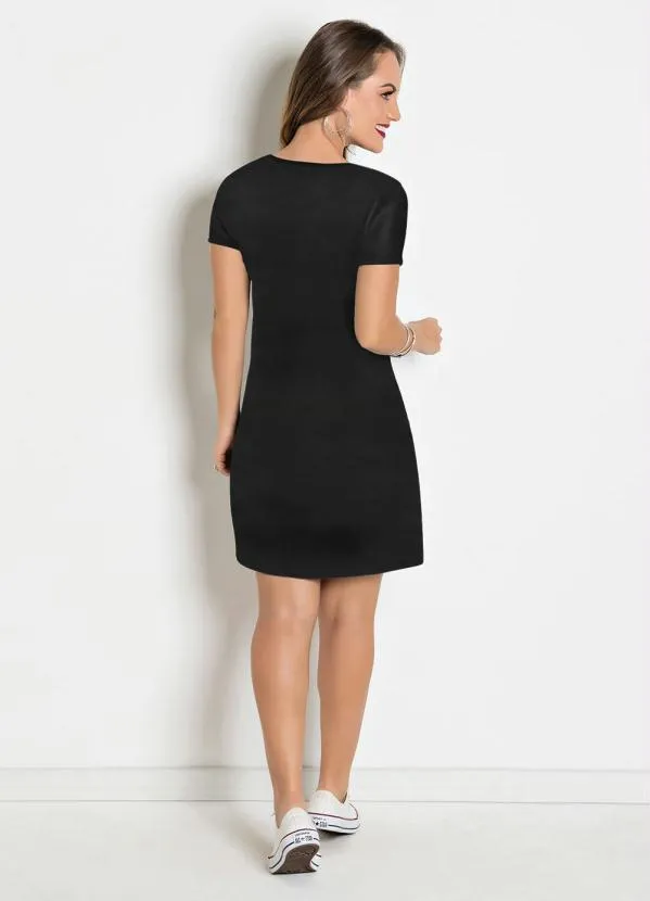 Moda Pop - Vestido com Decote em V Preto 4