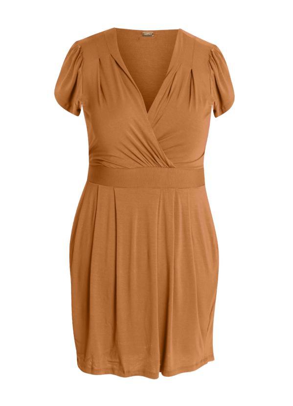 Quintess - Vestido com Decote Transpassado Caramelo 5