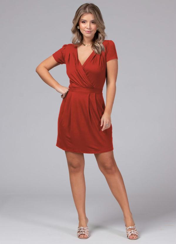 Quintess - Vestido com Decote Transpassado Terracota 3