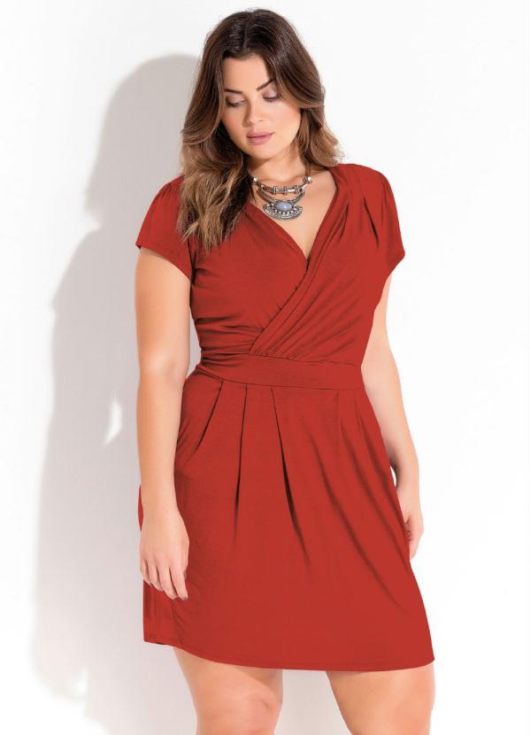 Quintess - Vestido com Decote Transpassado Terracota 5