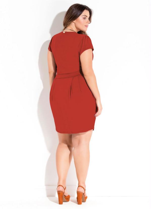 Quintess - Vestido com Decote Transpassado Terracota 8