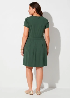 Quintess - Vestido com Decote Transpassado Verde Militar - QUINTESS