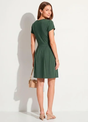 Quintess - Vestido com Decote Transpassado Verde Militar - QUINTESS