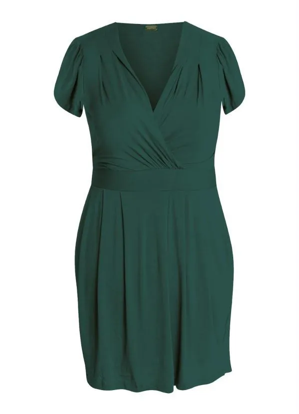 Quintess - Vestido com Decote Transpassado Verde Militar 5