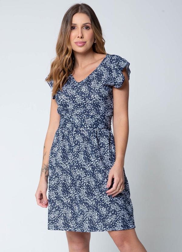 Misiss - Vestido com Detalhe Ligiane Floral Azul