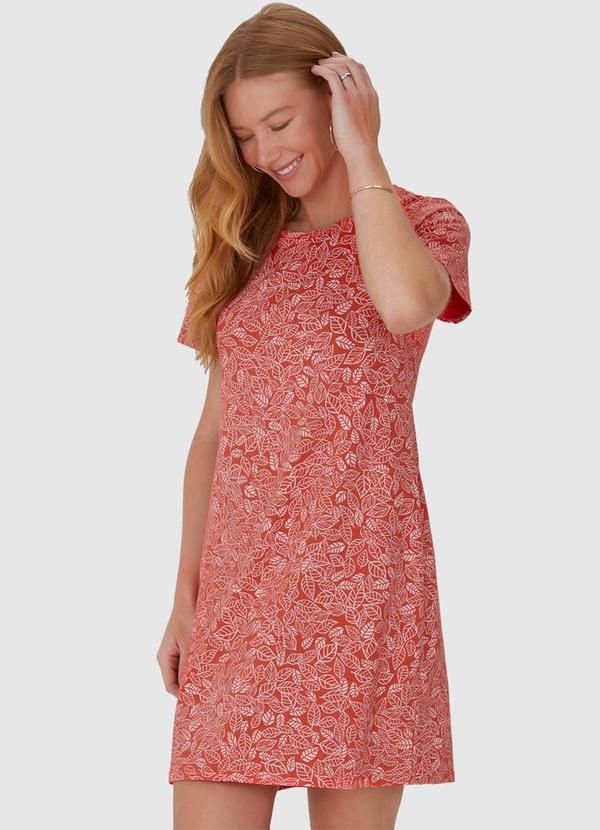 Malwee - Vestido com Estampa Corrida em Algodão Laranja 4