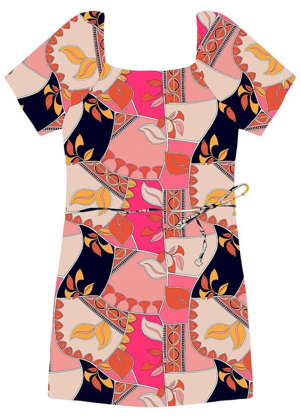 Rovitex - Vestido com Estampa Viscose Creponada Rosa 4