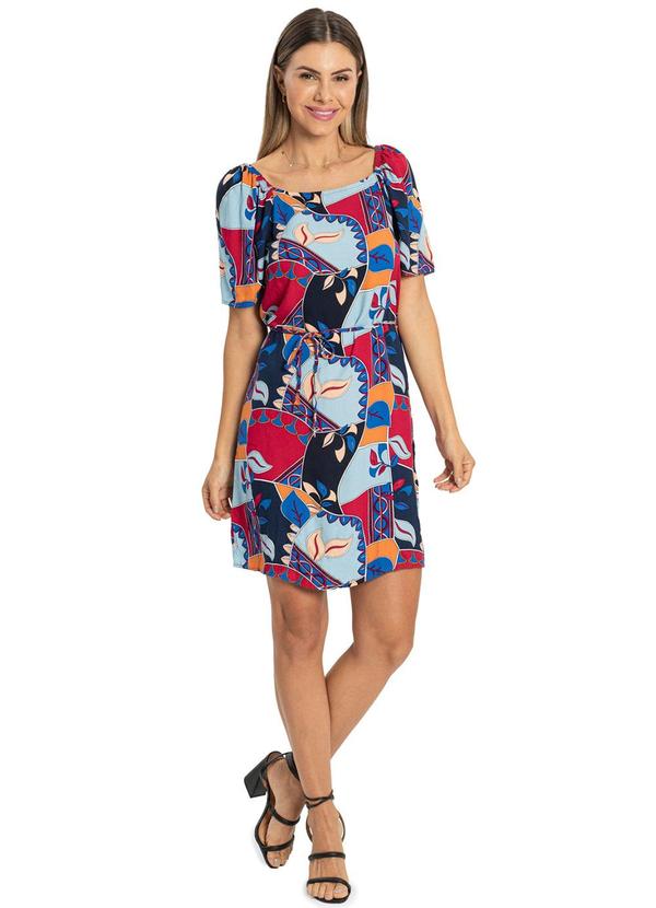 Rovitex - Vestido com Estampa Viscose Creponada Vermelho 3