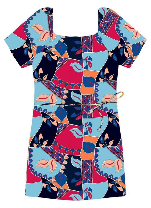 Rovitex - Vestido com Estampa Viscose Creponada Vermelho 4