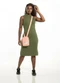 Cobertura - Vestido com Gola e Fenda Terracota - variação: Verde