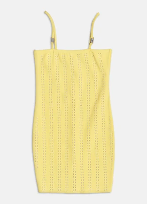 Authoria - Vestido com Litras de Strass  Amarelo - AUTHORIA